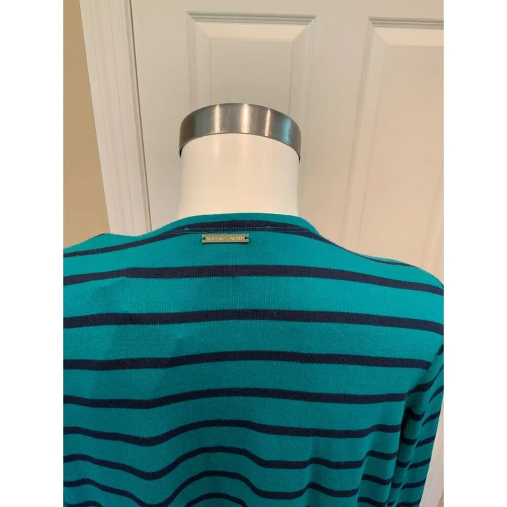 Michael Kors Teal & Blue Striped Cardigan Sweater, Size Medium, NWT!